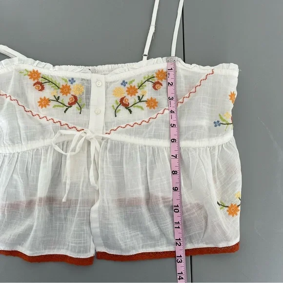 By Anthropologie Embroidered Flyaway Cami Top/Cotton/NWT - Picture 11 of 12